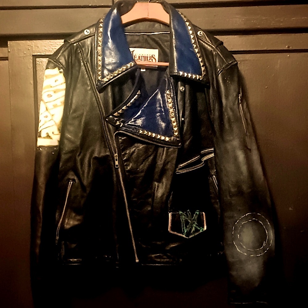 AUTH Punk Studded Leather Jacket worn by member of CA hardcore PUNK band - Picture 1 of 14